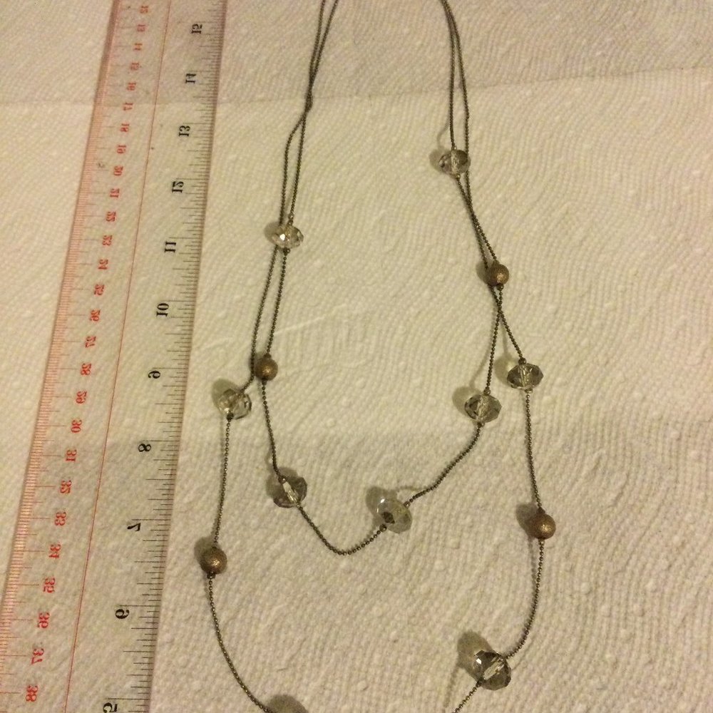 Women's necklace 2 layers beads chain 24" long